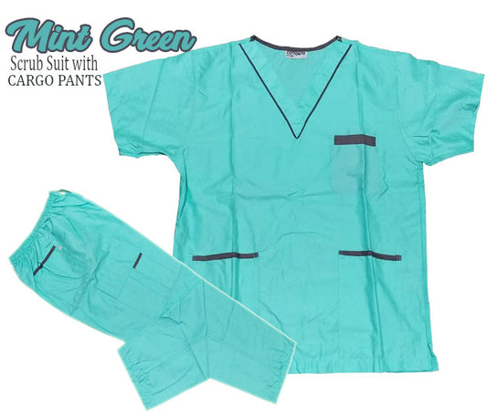 Scrub Suit Top & Pants Set with Piping (Mint Green)