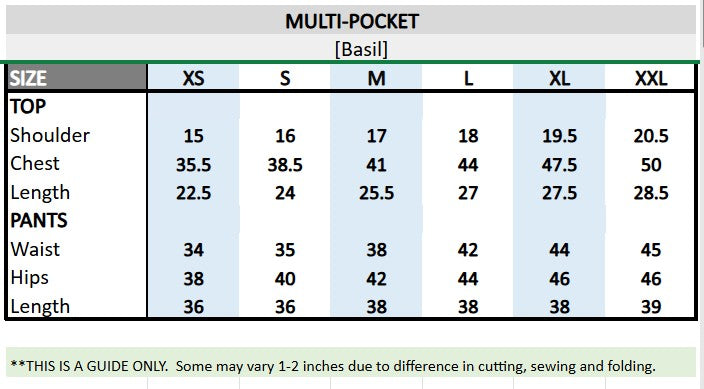 Multi-Pocket Overlap Scrub Suit Top & Cargo Pants Set (Basil)