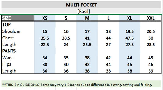 Multi-Pocket Overlap Scrub Suit Top & Cargo Pants Set (Basil)
