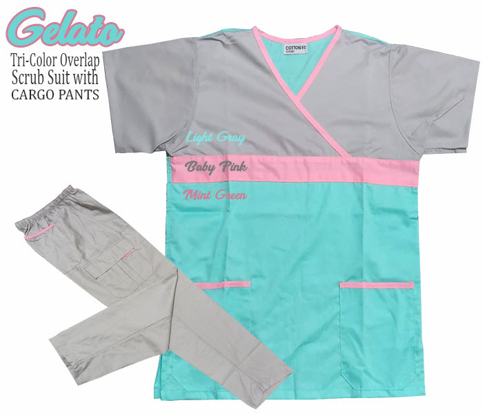 Tri-Color Scrub Suit (Overlap and V-Neck)