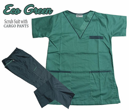 Scrub Suit Top & Pants Set with Piping (Eco Green)