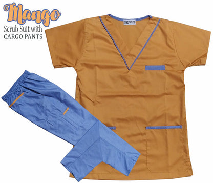 Scrub Suit Top & Pants Set with Piping (Mango)