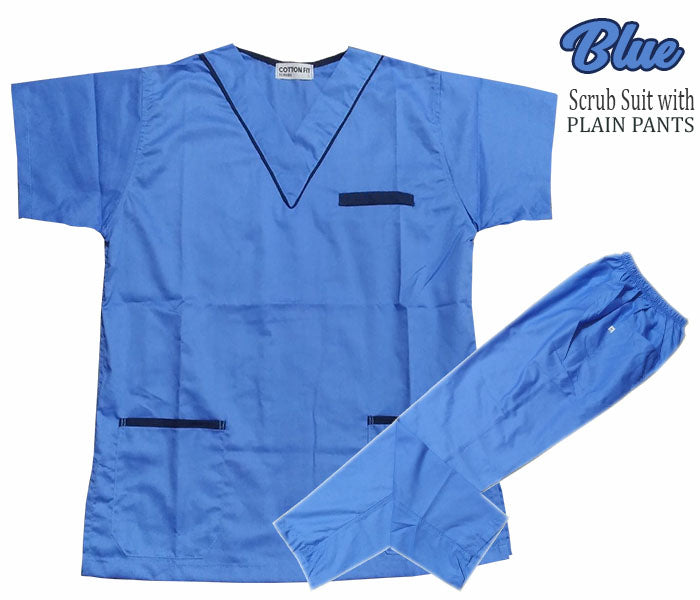 Scrub Suit Top & Pants Set with Piping (Sky Blue)