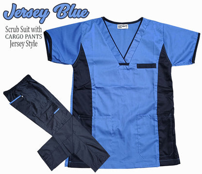Jersey Scrub Suit Top with Cargo Pants (Sky Blue)