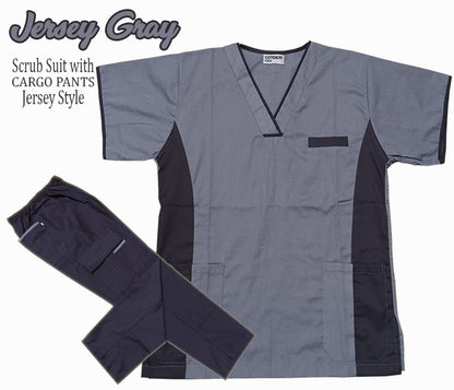 Jersey Scrub Suit Top with Cargo Pants (Gray)