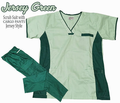 Jersey Scrub Suit Top with Cargo Pants (Green)