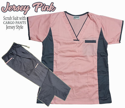 Jersey Scrub Suit Top with Cargo Pants (Carnation Pink)