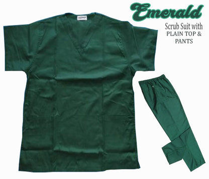 Plain Scrub Suit Top & Pants Set (Emerald Green)