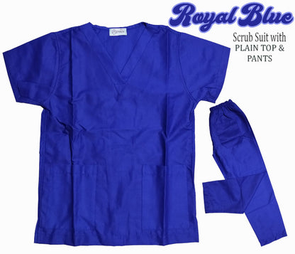 Plain Scrub Suit Top & Pants Set (Royal Blue)