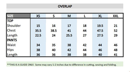 Tri-Color Overlap Scrub Suit Top & Pants Set (Coral)