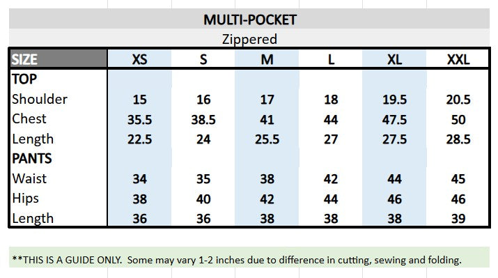 Multi-Pocket Scrub Suit Top & Cargo Pants Set with Zippers  (Aqua Navy)